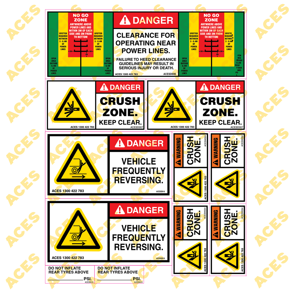 Tool Carrier Safety Sticker Kit for Risk Assessment 10 to 24 tonne class