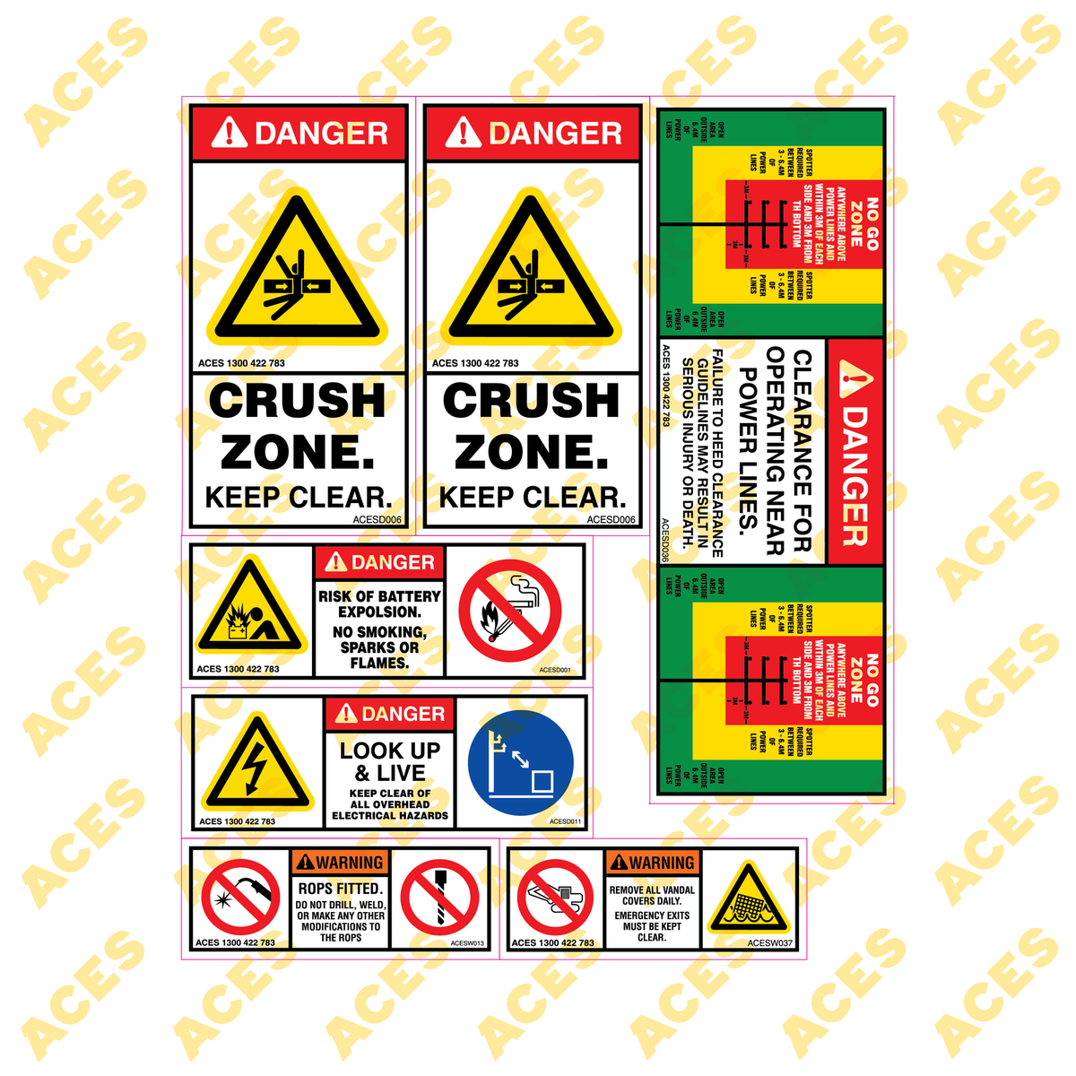 Roller Safety Sticker Kit for Risk Assessment 0 to 7 Tonne class