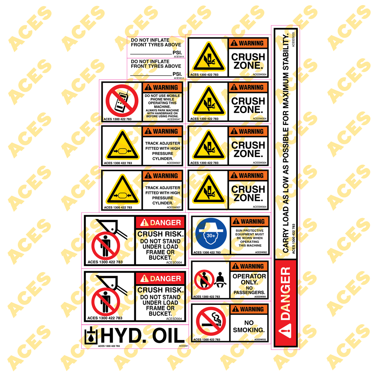 Mini Loader Safety Sticker Kit for Risk Assessment