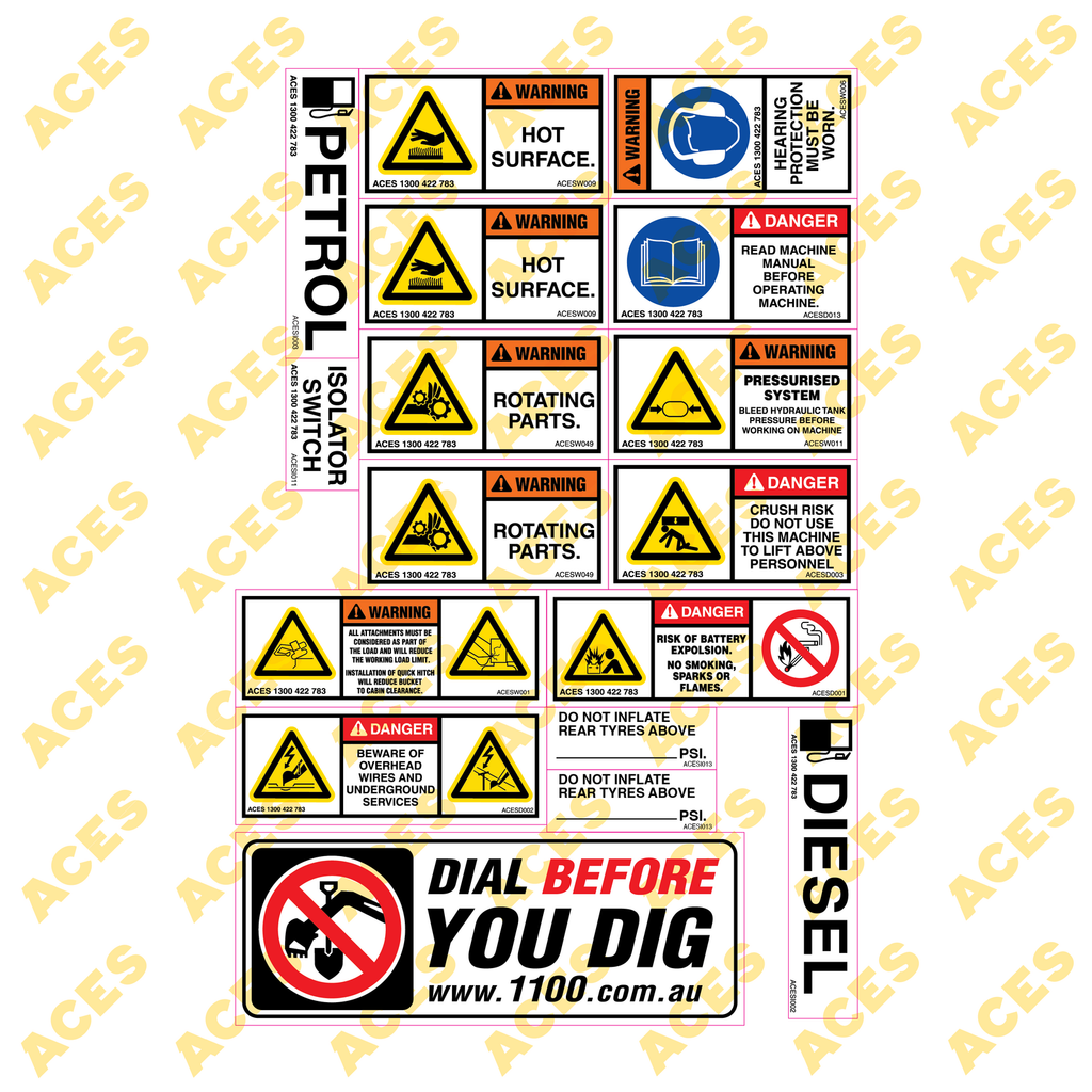 Mini Loader Safety Sticker Kit for Risk Assessment