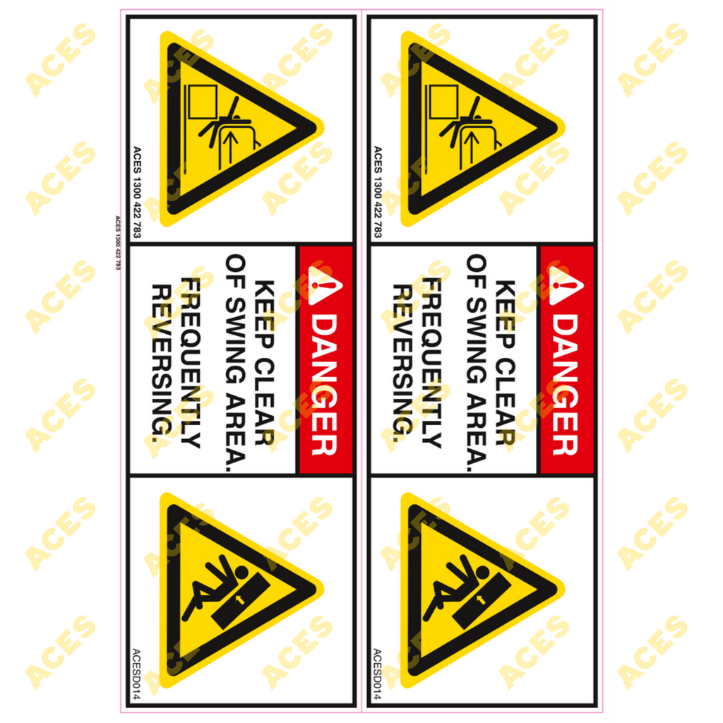 Excavator Safety Sticker Kit for Risk Assessment 10 to 24 tonne class