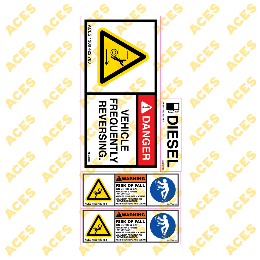 Roller Safety Sticker Kit for Risk Assessment 0 to 7 Tonne class