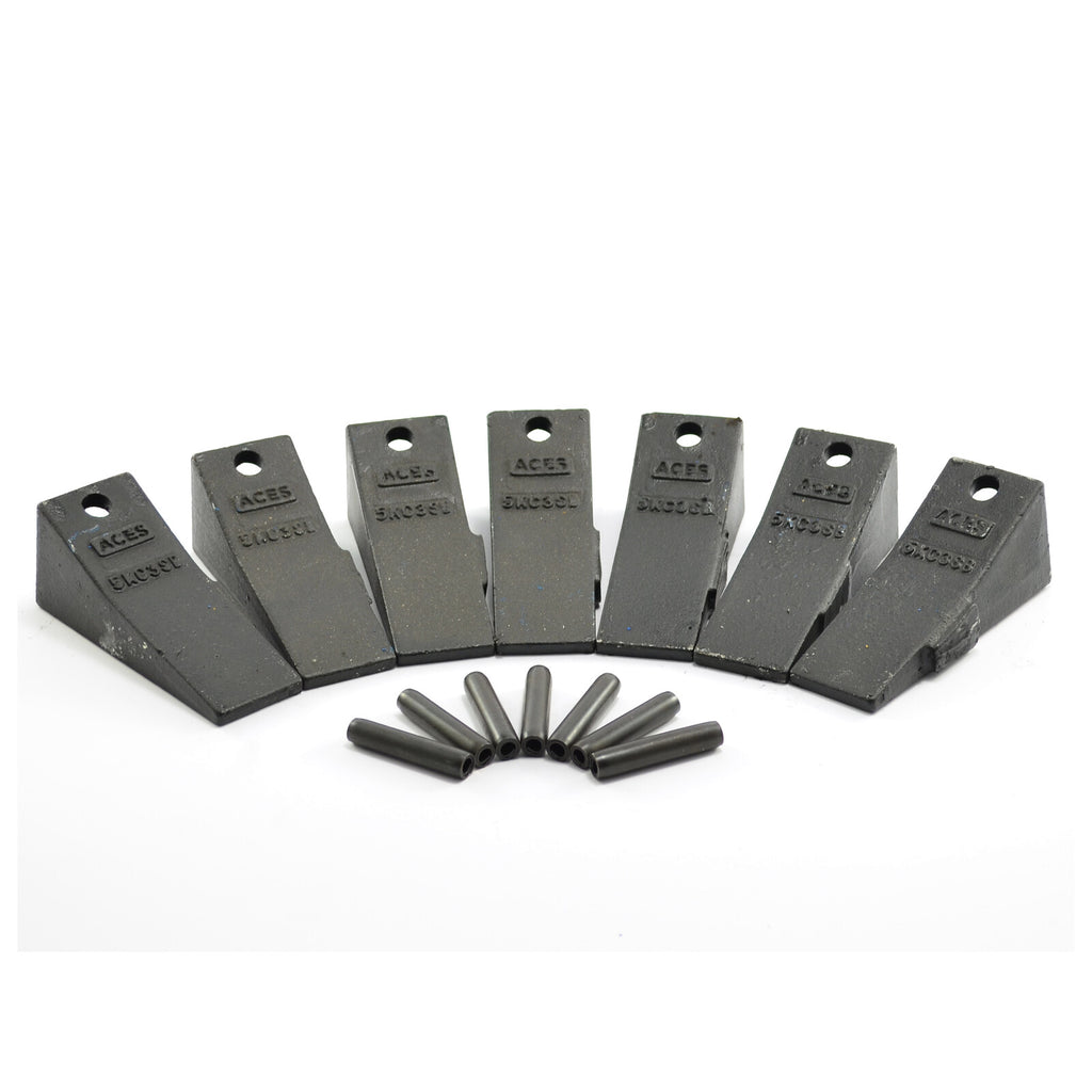 5KC3SB Teeth + Pins (Pack of 7), Bucket Tooth, Excavator, Skid Steer, Bobcat