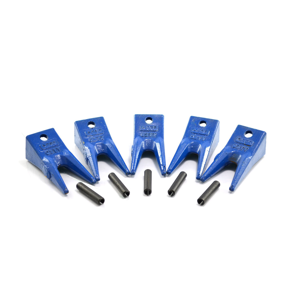 03TT Tiger Teeth + Pins (Pack of 5), Bucket Tooth, Excavator, Skid Steer, Bobcat