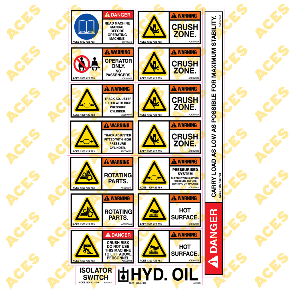 Tracked Dumper Safety Sticker Kit for Risk Assessment