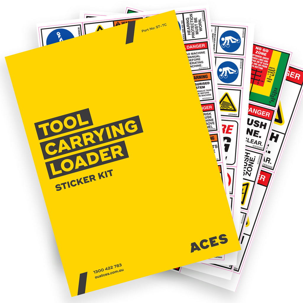 Tool Carrier Safety Sticker Kit for Risk Assessment 10 to 24 tonne class