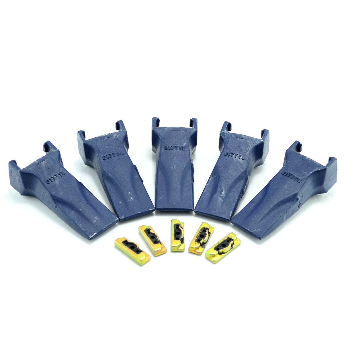 V17SYL Teeth + Pins (Pack of 5), Bucket Tooth, Excavator, Skid Steer, Bobcat