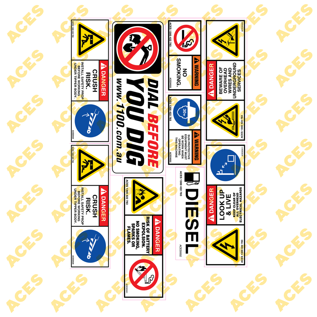 Tracked Dumper Safety Sticker Kit for Risk Assessment