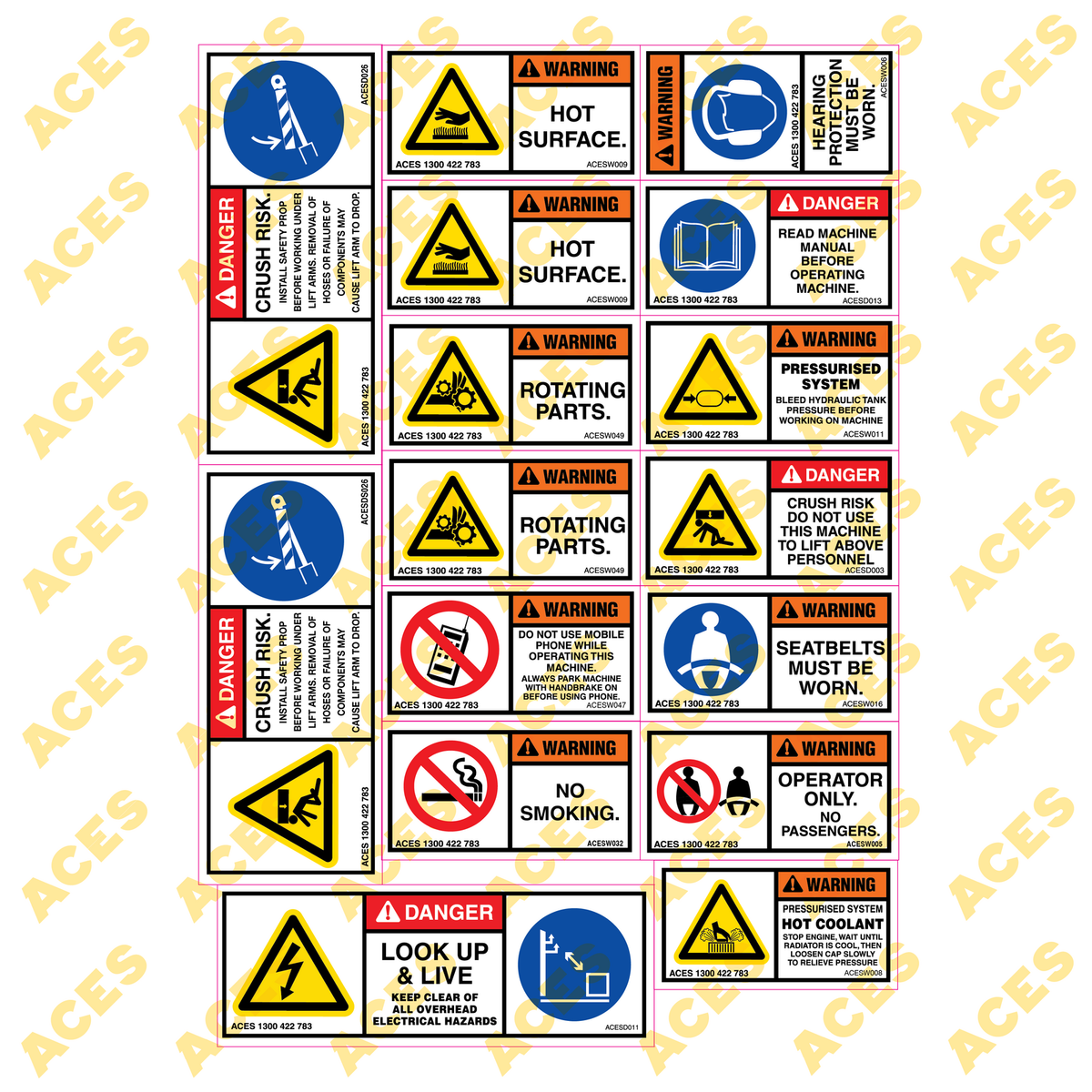 Tool Carrier Safety Sticker Kit for Risk Assessment 10 to 24 tonne class