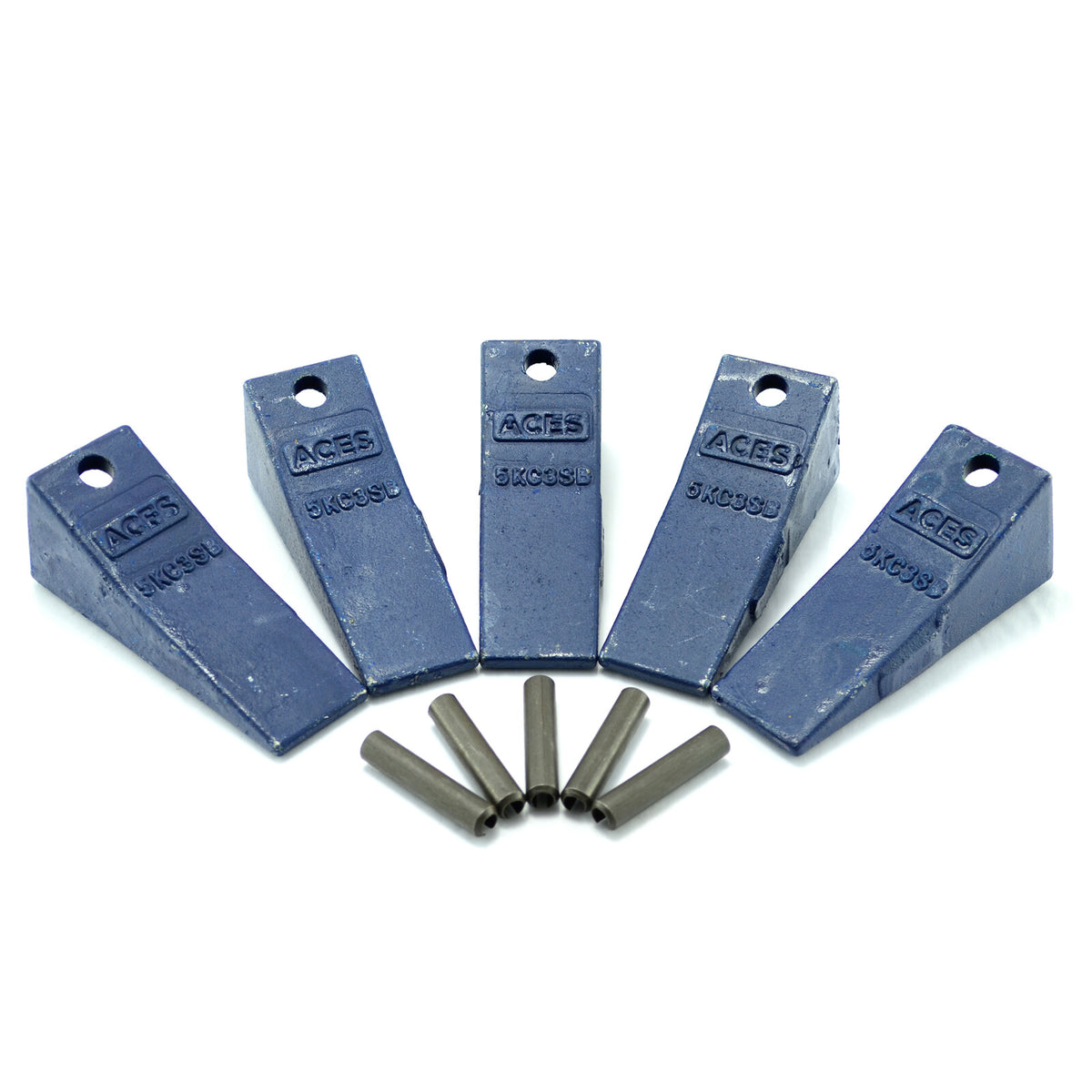 5KC3SB  Teeth + Pins (Pack of 5), Bucket Tooth, Excavator, Skid Steer, Bobcat