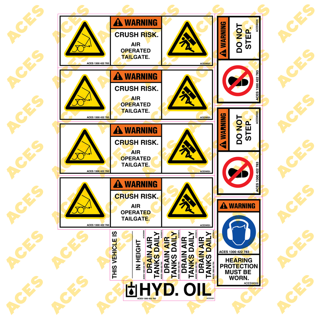 Truck and Trailer Safety Sticker Kit for Risk Assessment