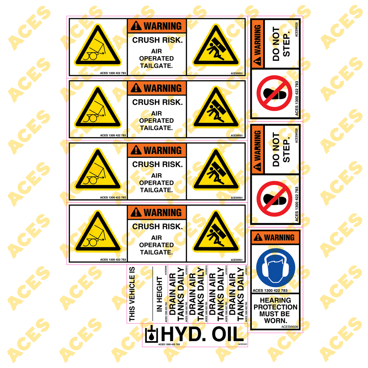 Truck and Trailer Safety Sticker Kit for Risk Assessment